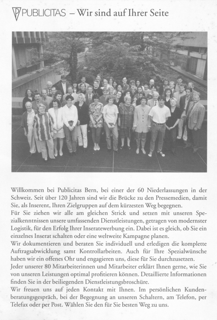 Ein altes Publicitas Bern Factsheet